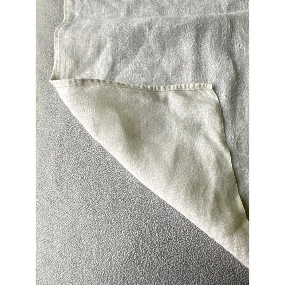Vintage Linen Tablecloth 52x51 Rectangle 52x51 Embossed Ivory White Damask